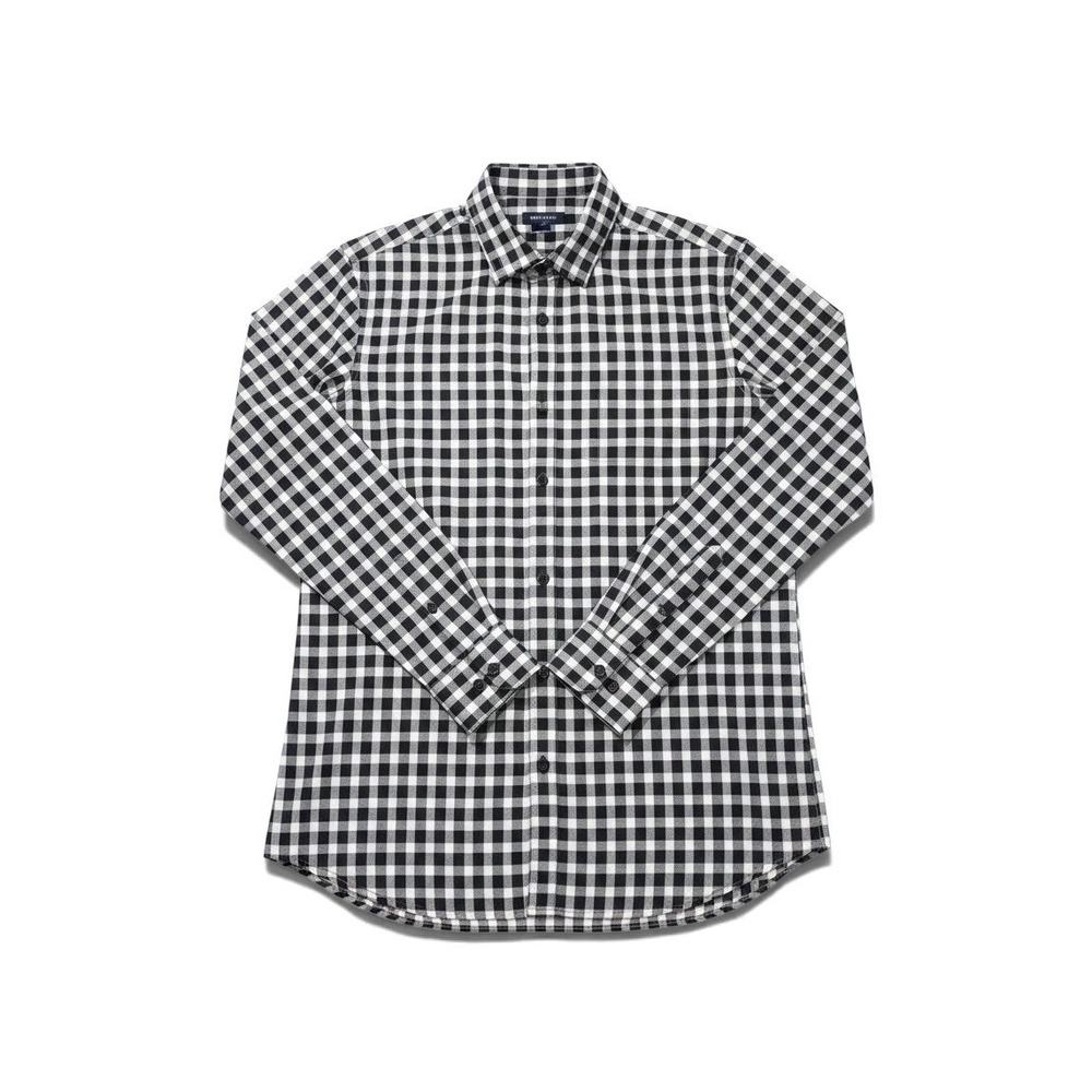 Banana Republic Camden Fit Shirt Large Black White Gingham 120s Supima Cotton